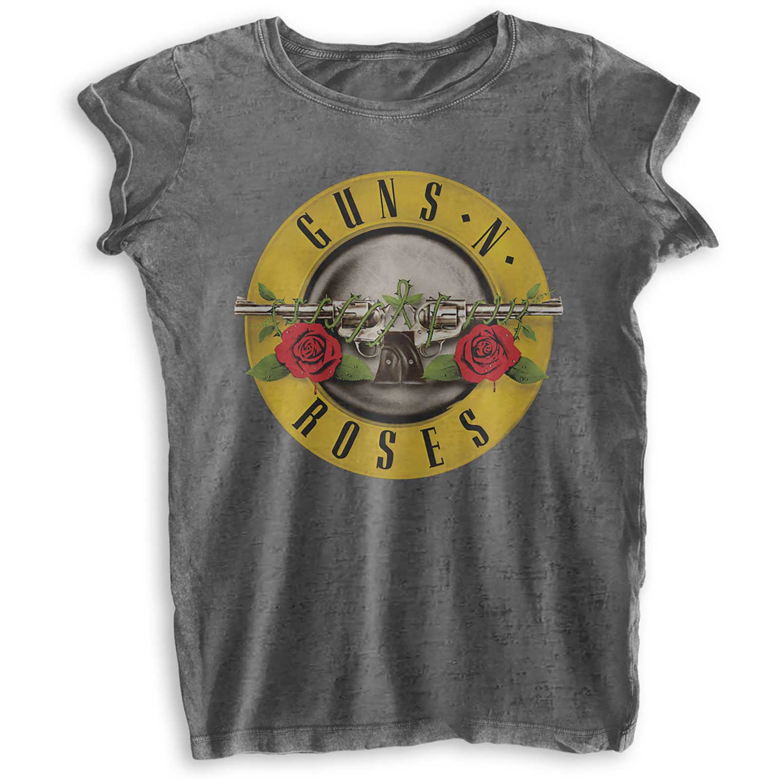 Image of Women's Guns N' Roses T-shirt - Drum Logo Rock Off